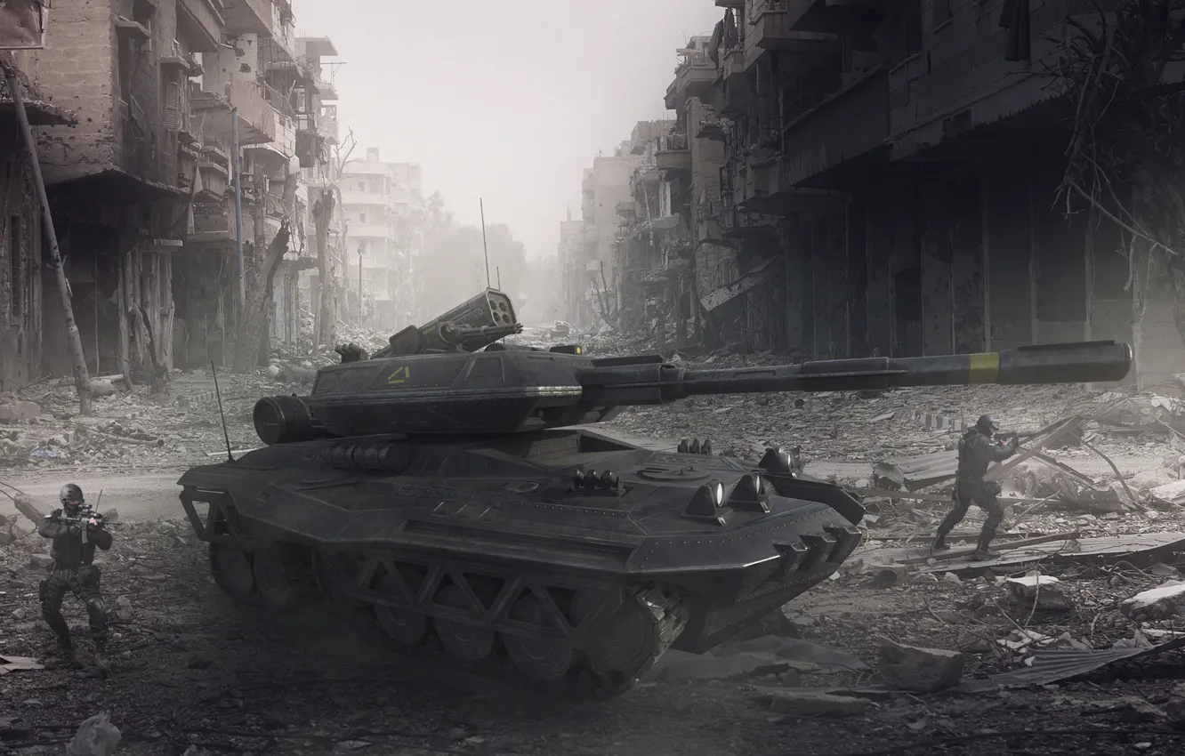 Фото обои город, оружие, транспорт, техника, TANK