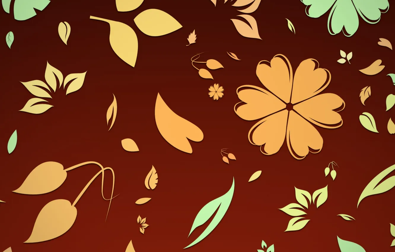 Фото обои листья, цветы, фон, узор, текстура