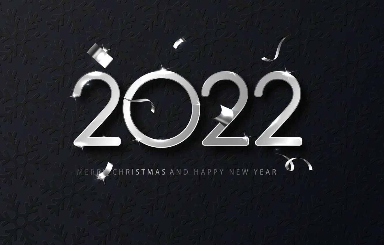 Фото обои цифры, Новый год, silver, черный фон, new year, happy, luxury, decoration
