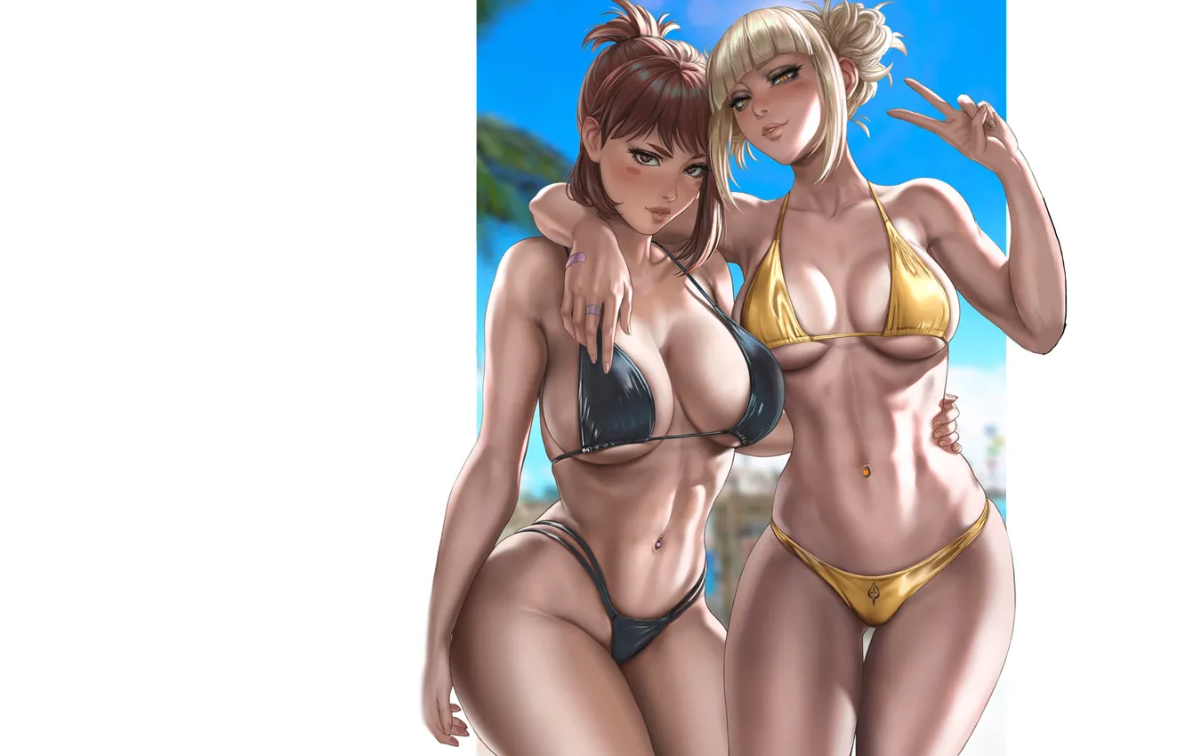 Фото обои hot, sexy, beach, peace, sky, girls, anime, babe