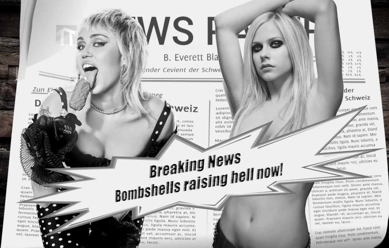 Фото обои wallpaper, avril lavigne, miley cyrus, news, uhd