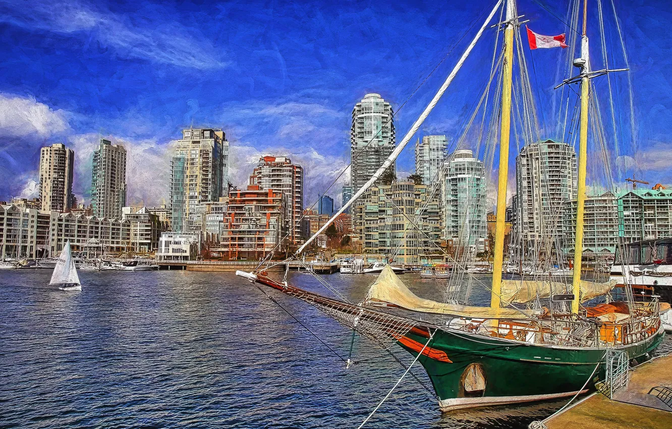 Фото обои пристань, яхты, порт, Канада, Ванкувер, Canada, Vancouver