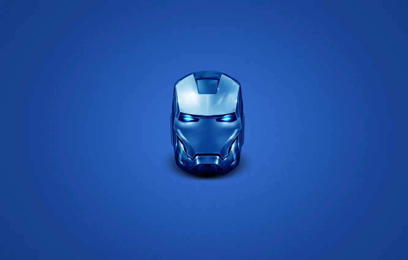 Фото обои синий, сталь, минимализм, голова, железный человек, iron man, steel, head