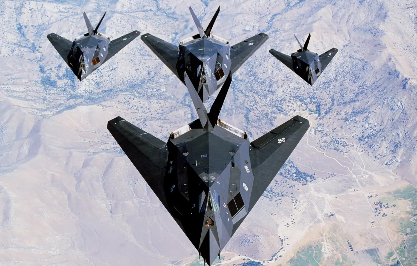 Фото обои Истребитель, Lockheed, ВВС США, F-117, Ударный, Дозвуковой, Одноместный, Nighthawk