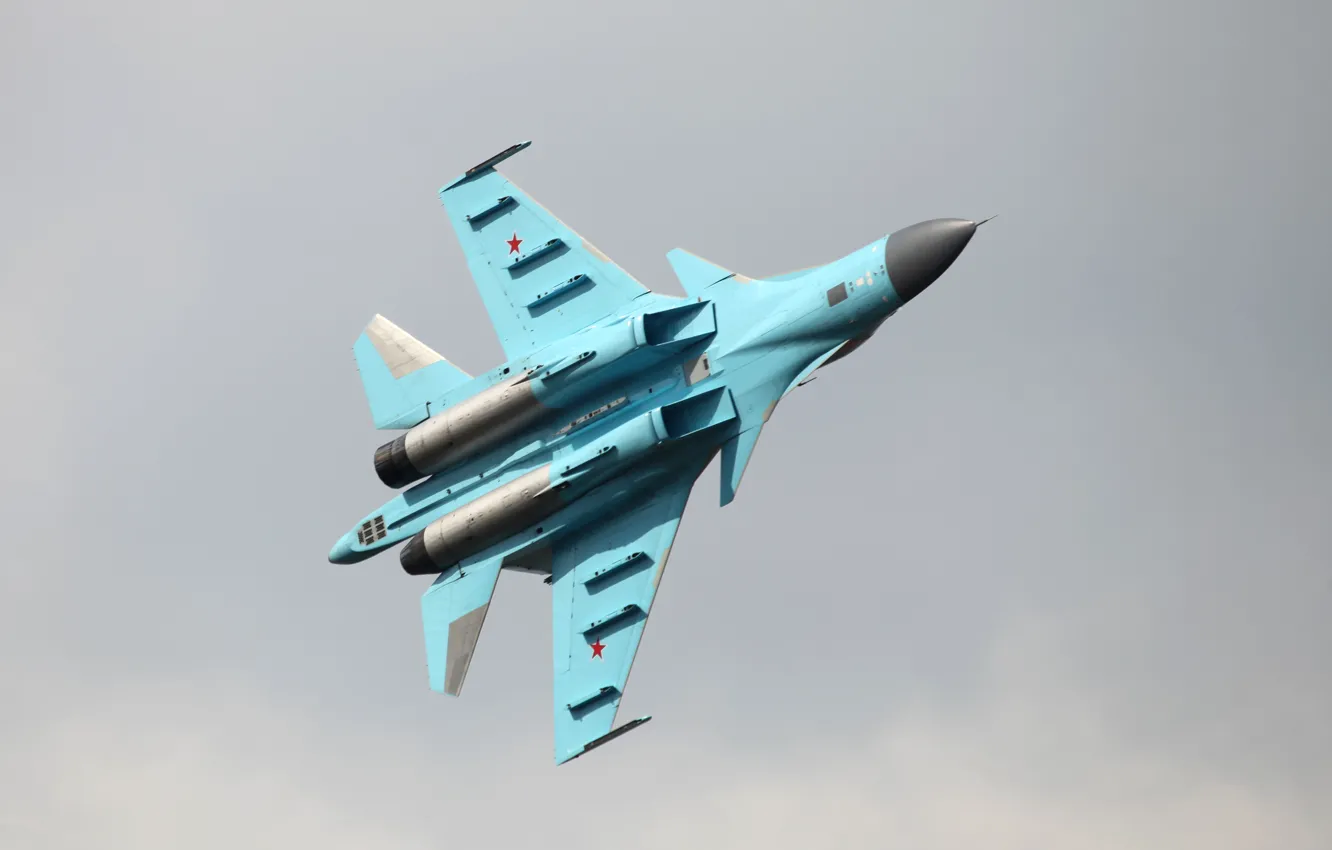 Фото обои вид снизу, фронтовой бомбардировщик, ввс россии, FULLBACK, СУ-34