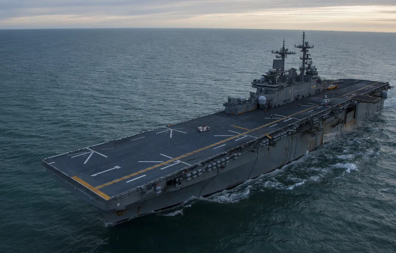 Фото обои Sea, Navy, USS Wasp, Десантный корабль, (LHD 1)