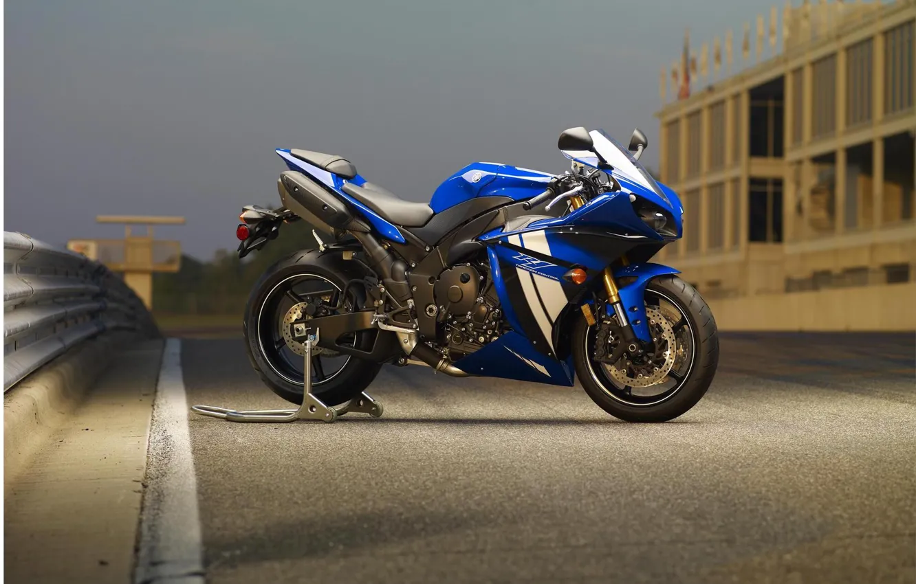 Фото обои синий, мотоцикл, yamaha, bike, blue, ямаха, supersport, yzf-r1