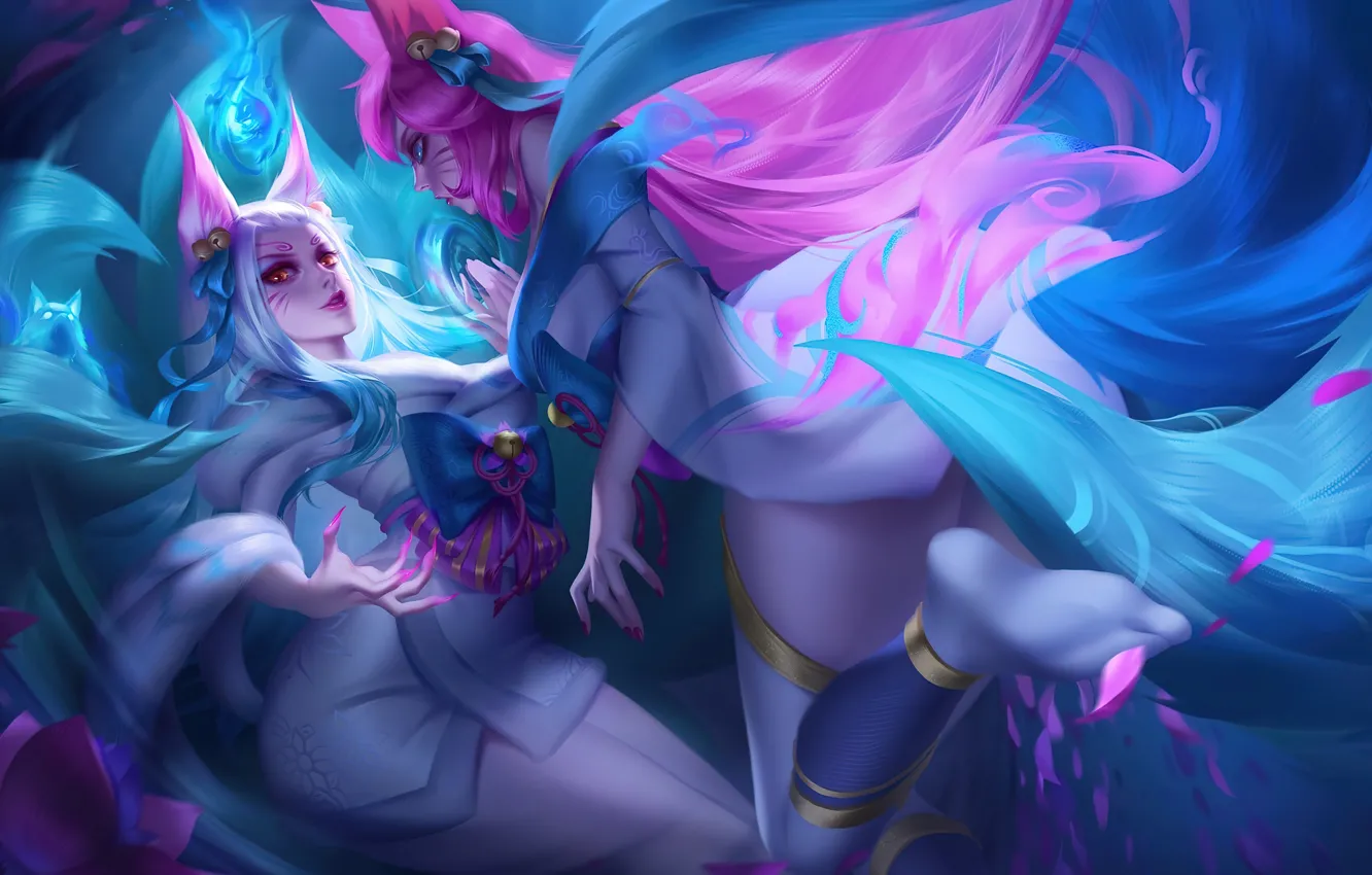 Фото обои магия, игра, красота, game, character, персонаж, League of Legends, Ahri