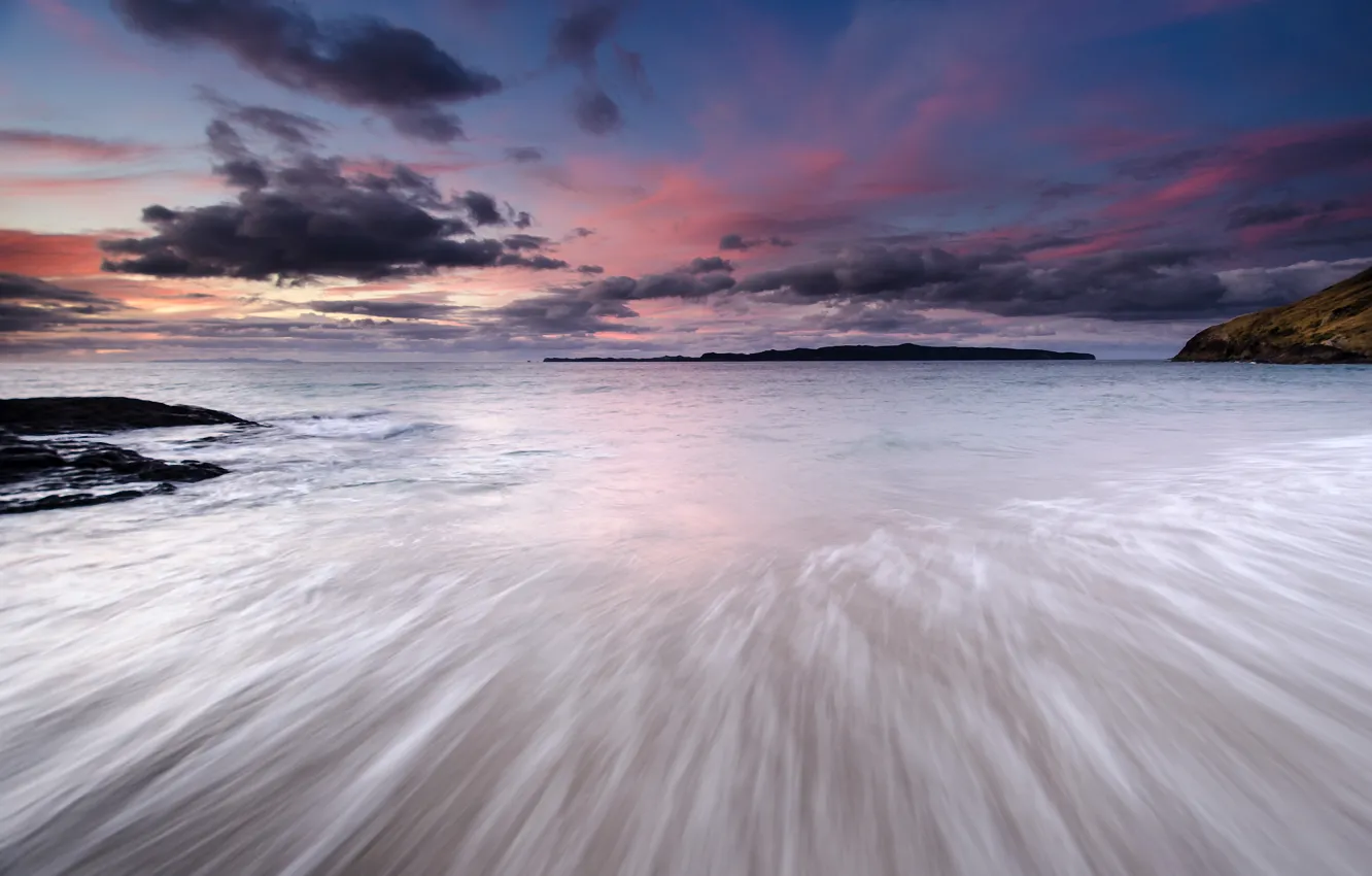 Фото обои море, небо, облака, закат, тучи, берег, вечер, Япония