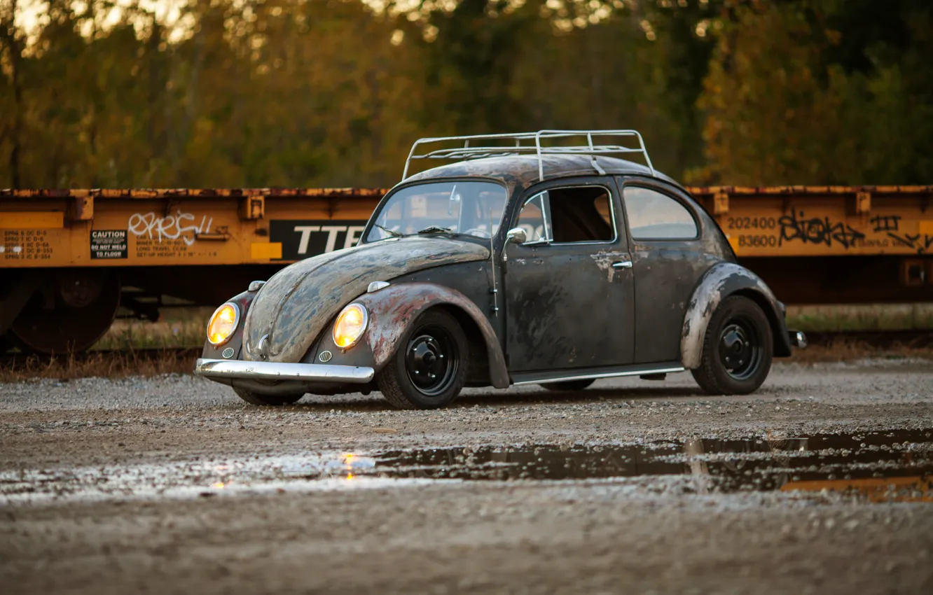 Фото обои volkswagen, beetle, Old, Rusty