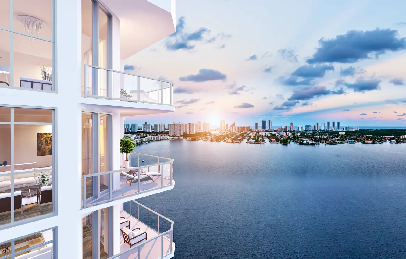 Фото обои дома, город, залив, amazing views, Marina Palms
