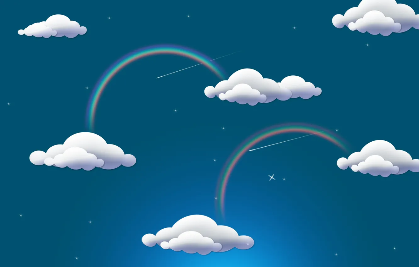 Фото обои облака, радуга, rainbow