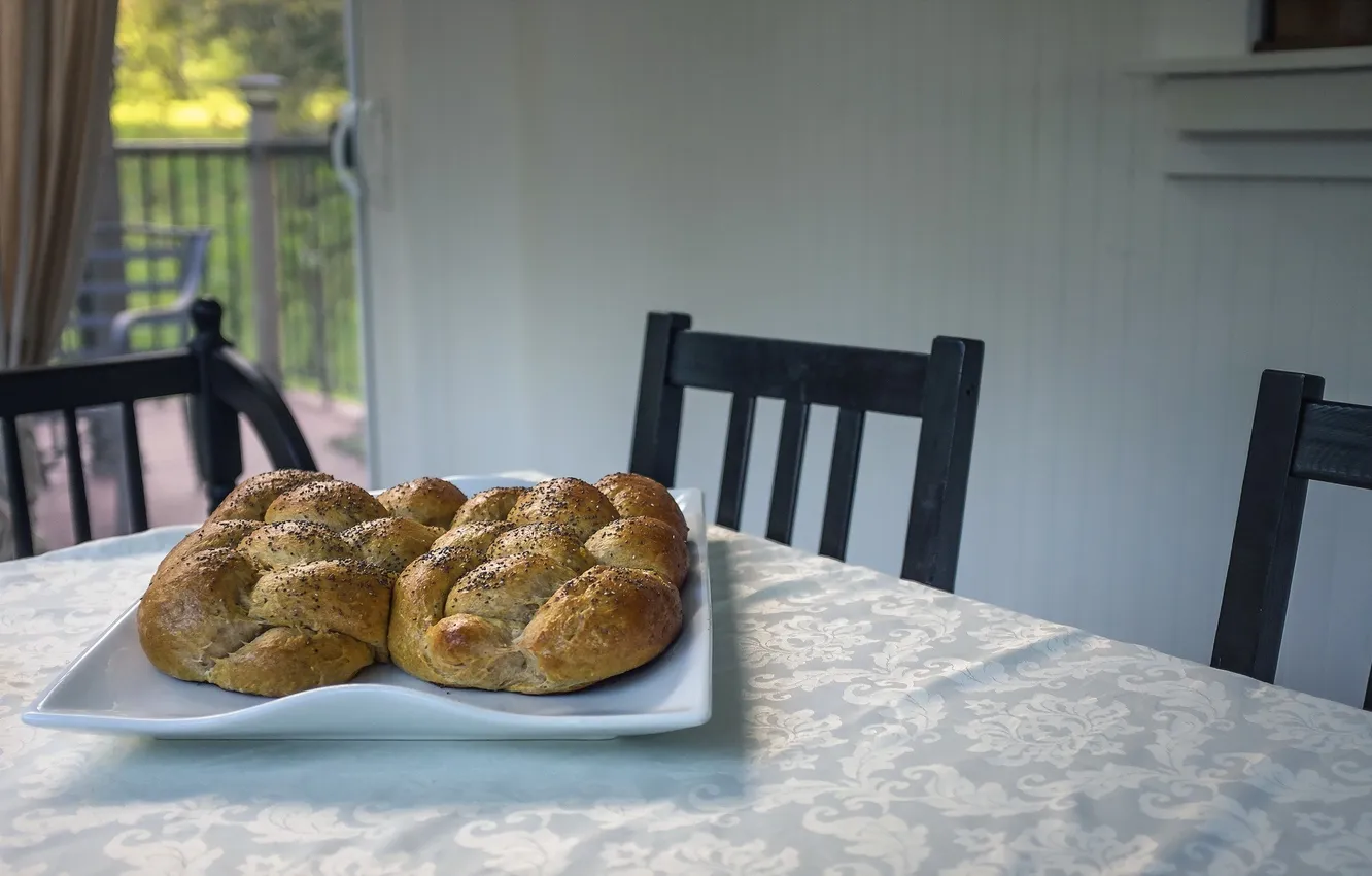 Фото обои стол, еда, дома, хлеб