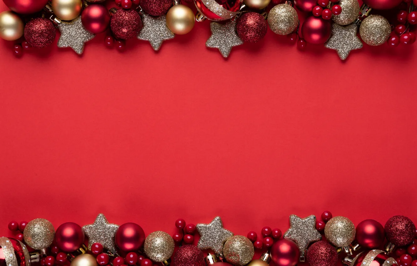 Фото обои украшения, шары, Рождество, Новый год, red, christmas, new year, balls