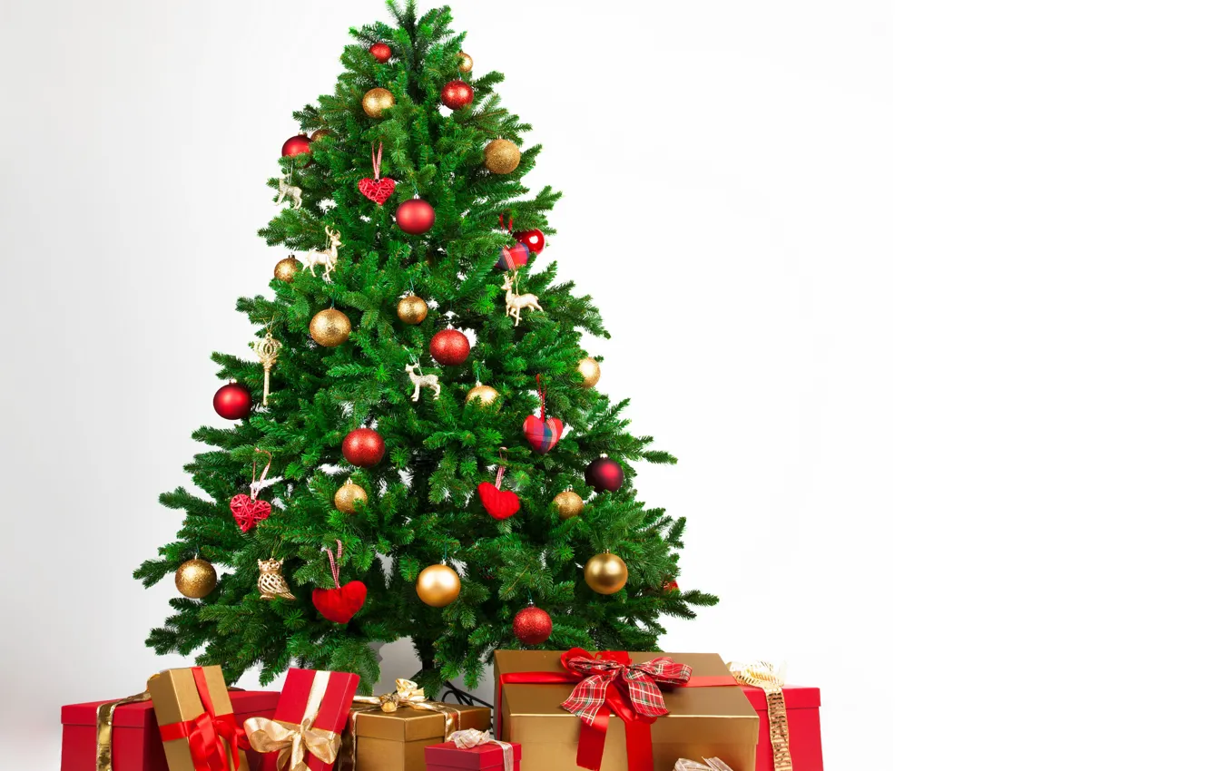 Фото обои украшения, шары, игрушки, елка, новый год, подарки, Christmas, New Year