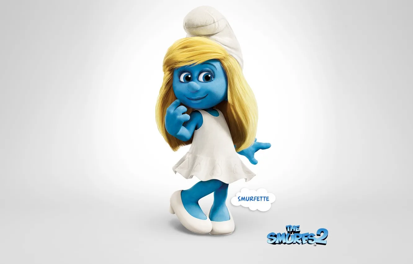 Фото обои animation, background, cartoon, movie, blonde, the smurfs 2, smurfette