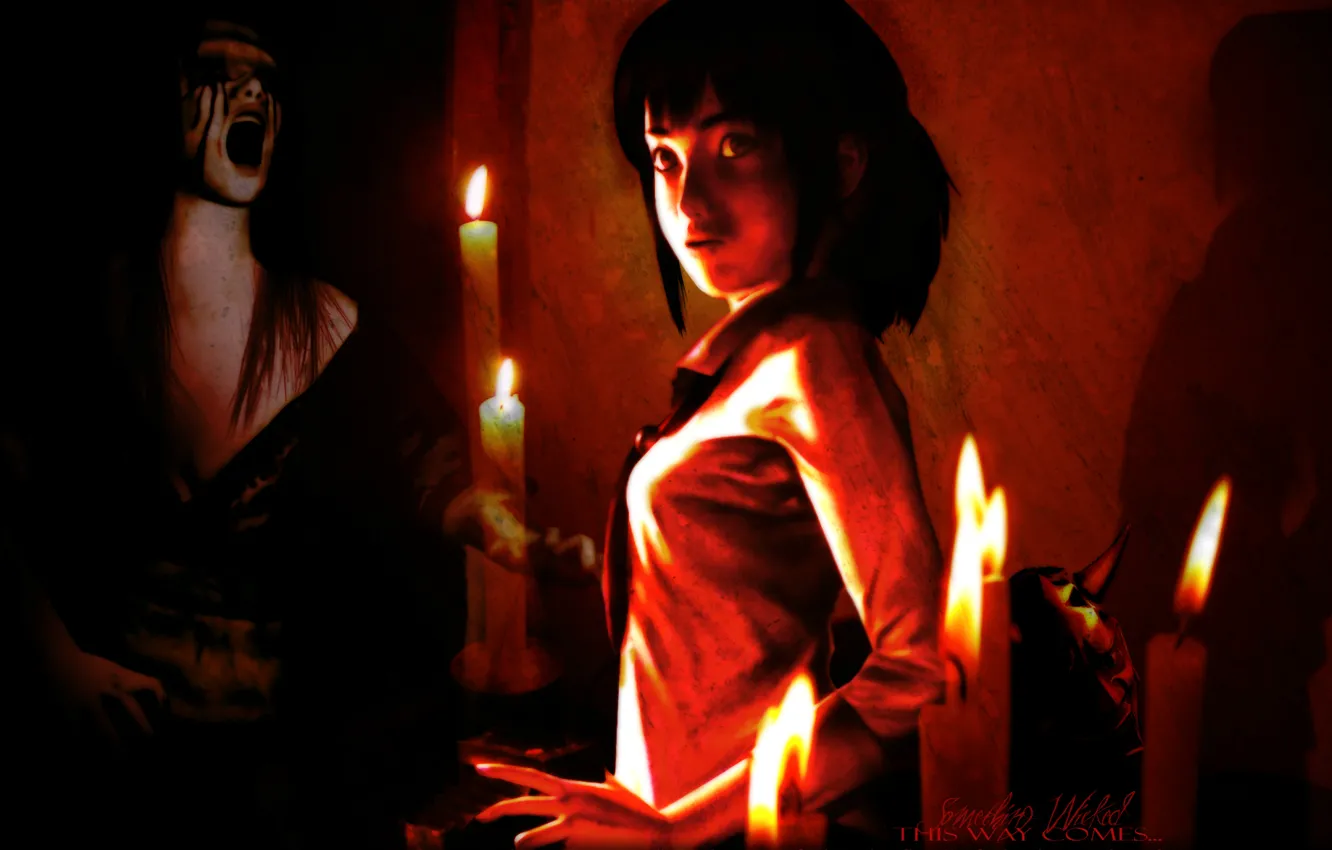 Фото обои страх, жертва, свечи, призрак, ghost, потустороннее, Miku Hinasaki, Fatal Frame