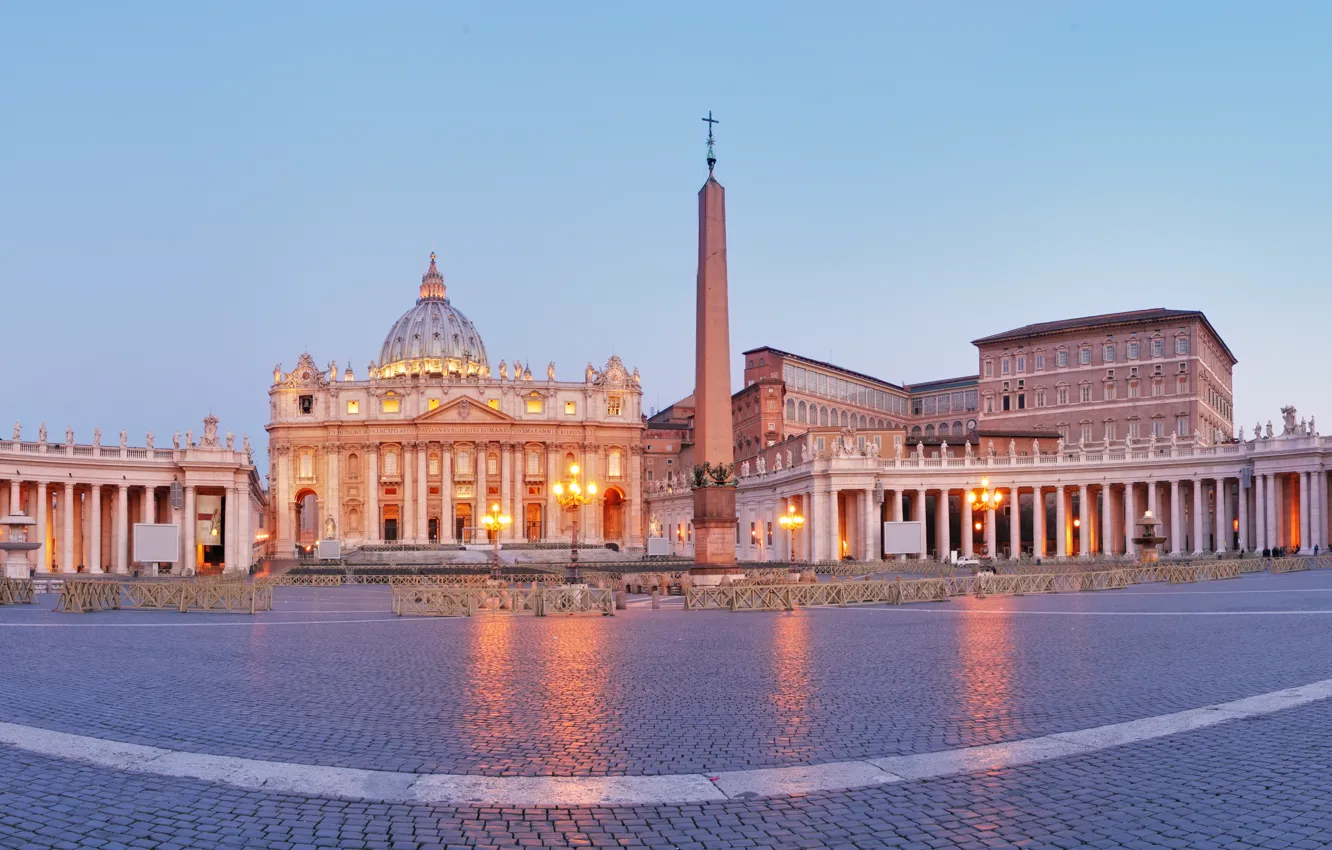 Фото обои площадь, Рим, Италия, панорама, собор, Italy, обелиск, Rome