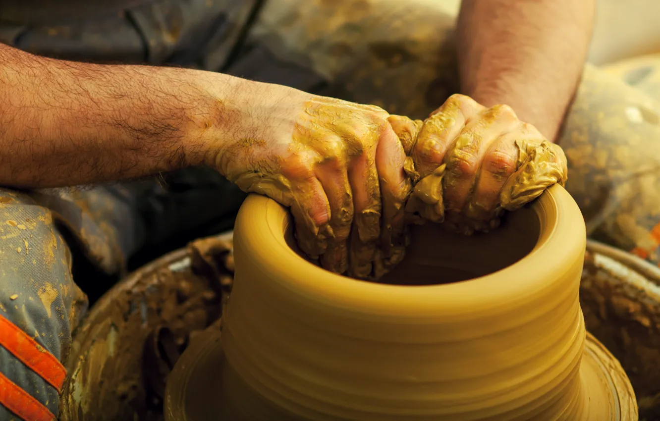 Фото обои hands, technique, pottery, clay