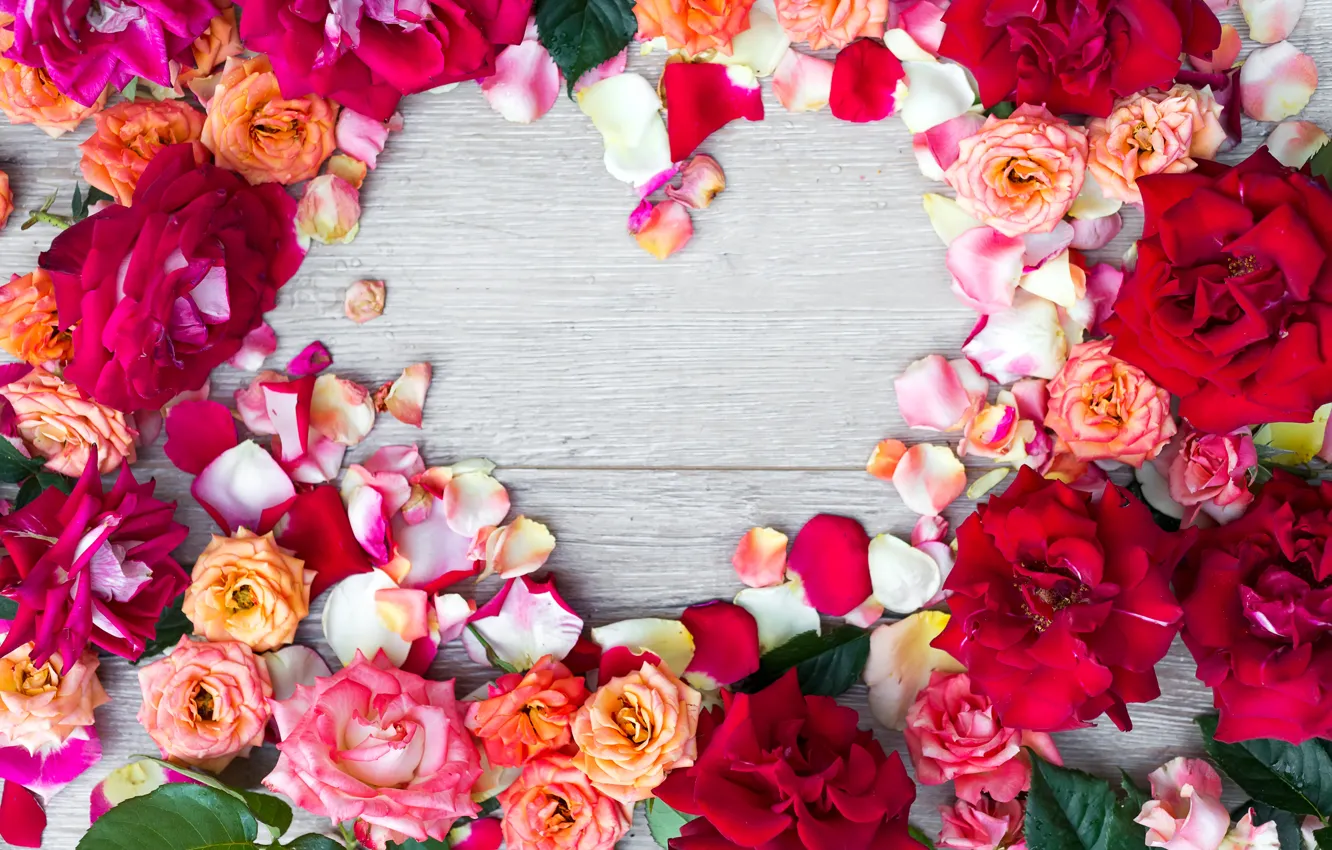 Фото обои цветы, сердце, розы, colorful, heart, pink, flowers, romantic