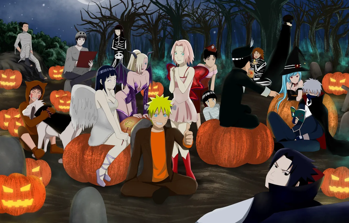 Фото обои kawaii, Naruto, halloween, anime, ninja, manga, shinobi, Naruto Shippuden
