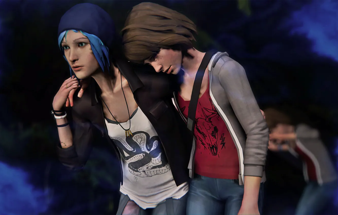 Фото обои Шторм, Панк, Финал, Хлоя, Макс, life is strange, Обнимаются, Вместе