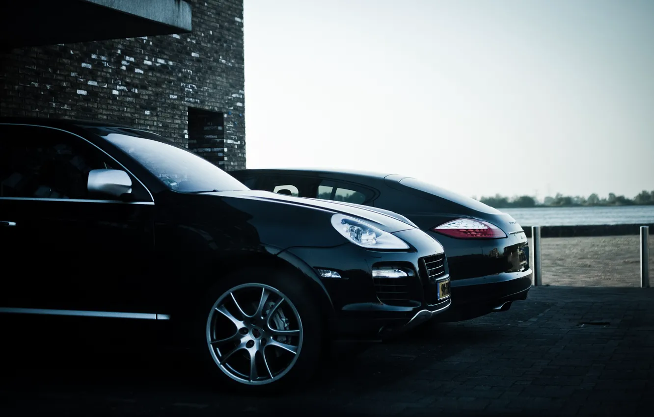 Фото обои черный, Porsche, cayenne, порше, black, panamera, панамера, кайен