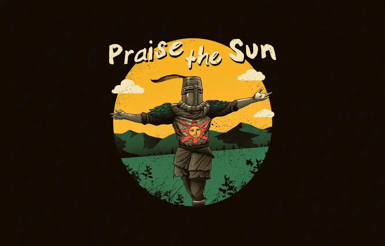 Фото обои Минимализм, Воин, Art, Рыцарь, Dark Souls, Praise the sun, by Vincenttrinidad, Vincenttrinidad