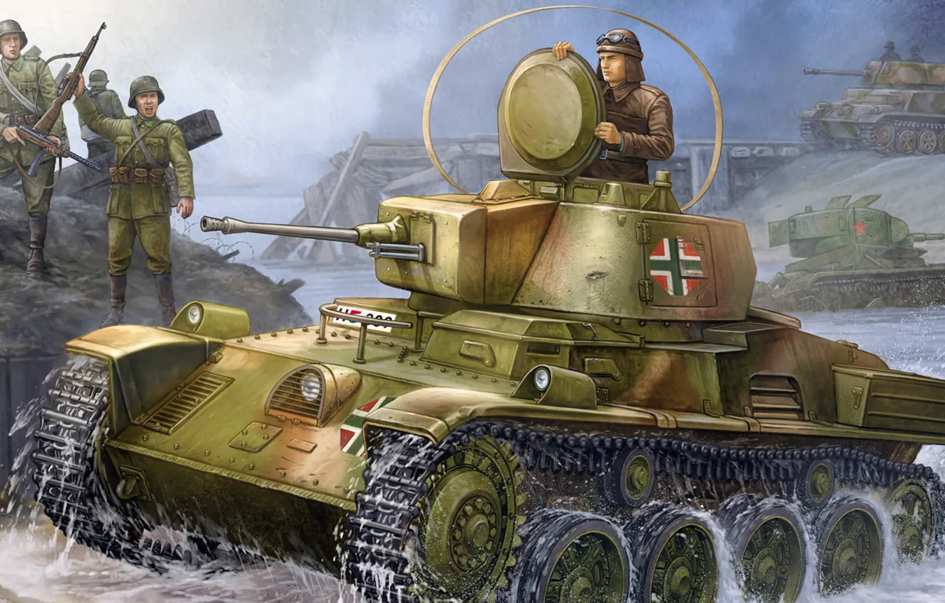 Фото обои рисунок, арт, венгерский лёгкий танк, Толди, 38M Toldi, 38M
