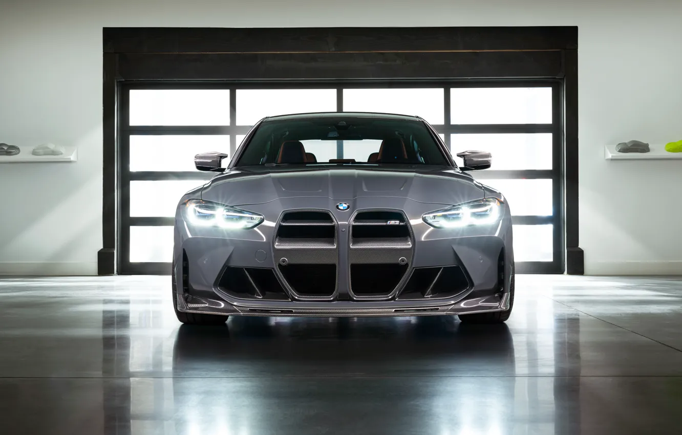Фото обои BMW, Light, Front, Vorsteiner, Grey, BMW M3, Face, Garage