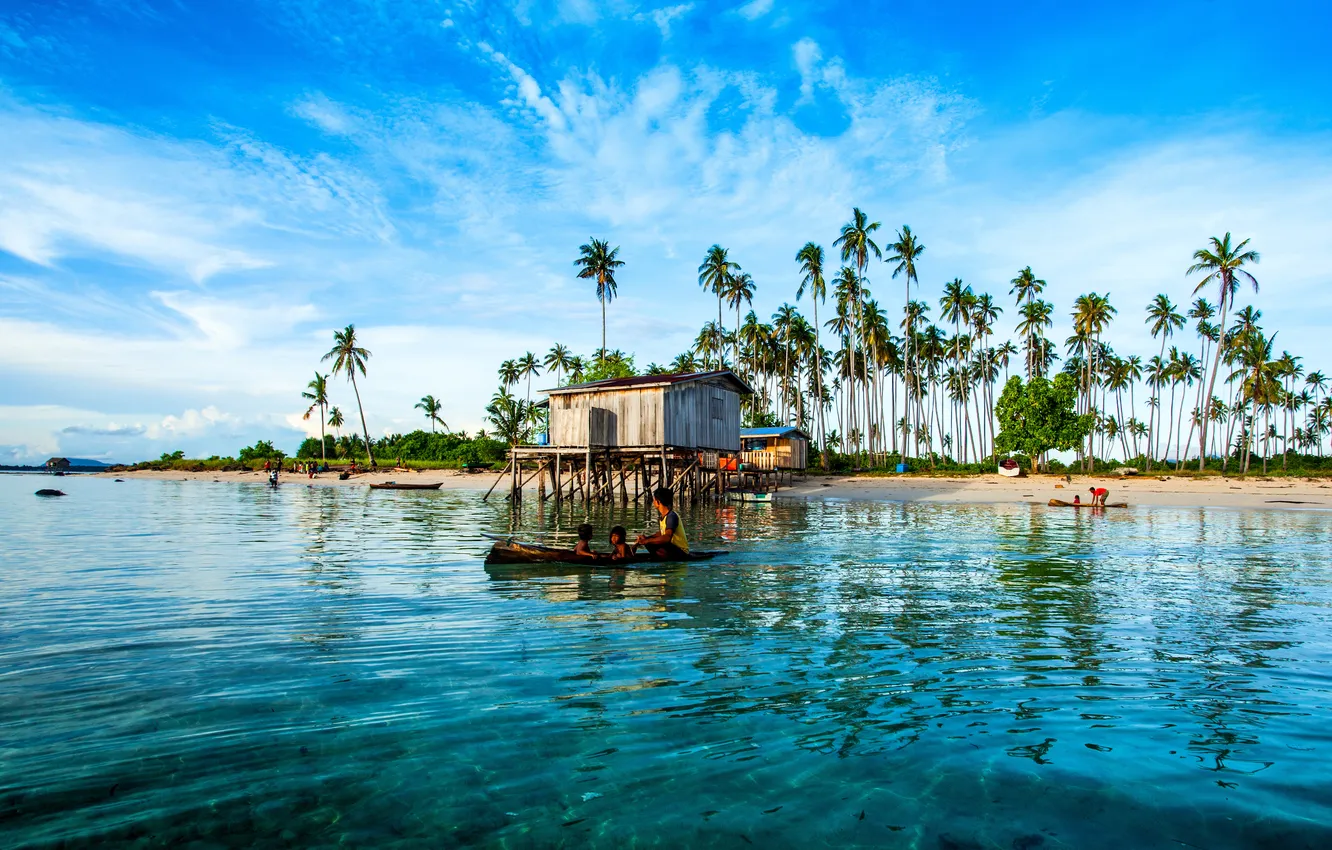 Фото обои песок, море, тропики, пальмы, берег, остров, Малайзия, Malaysia