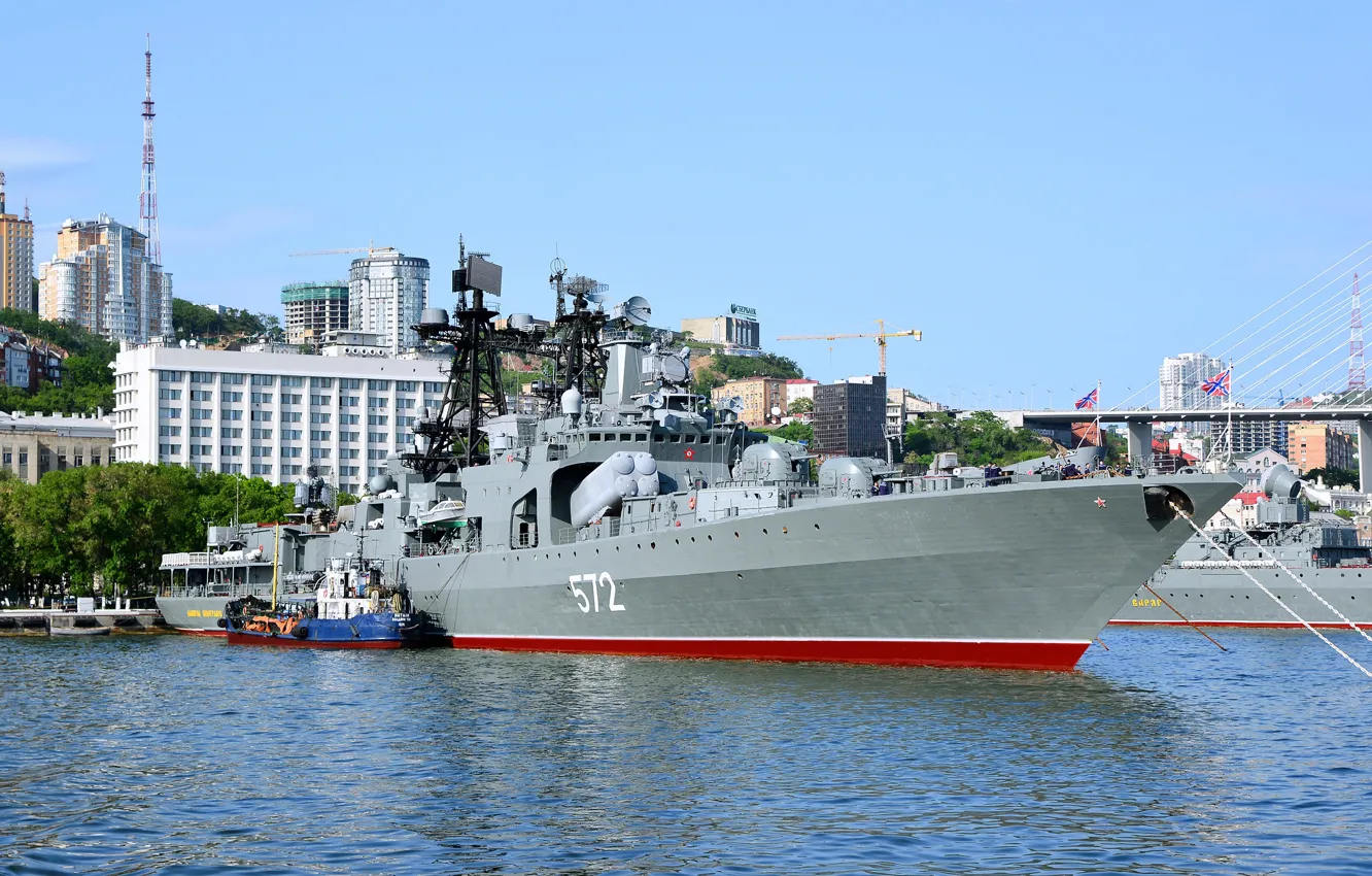 Фото обои корабль, большой, ВМФ, противолодочный, Владивосток, проект 1155, Адмирал Виноградов