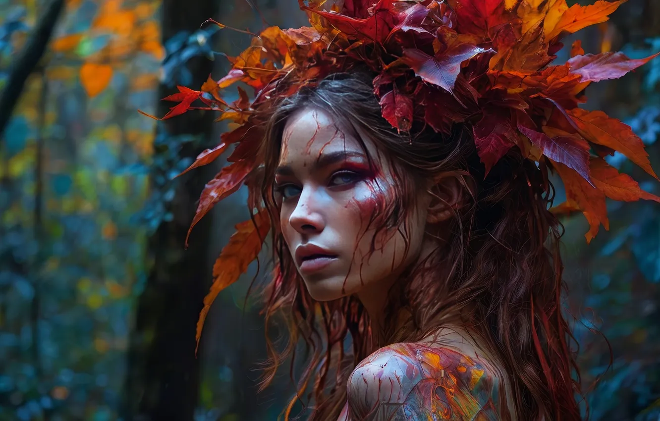 Фото обои девушка, природа, портрет, girl, голубые глаза, brown hair, nature, blue eyes