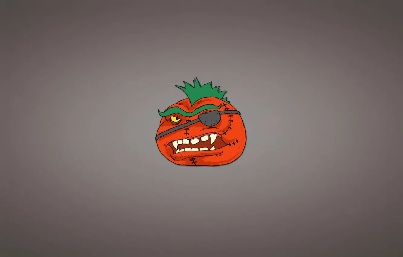 Фото обои минимализм, прическа, повязка, томат, помидор, овощ, зубастый, Ирокез