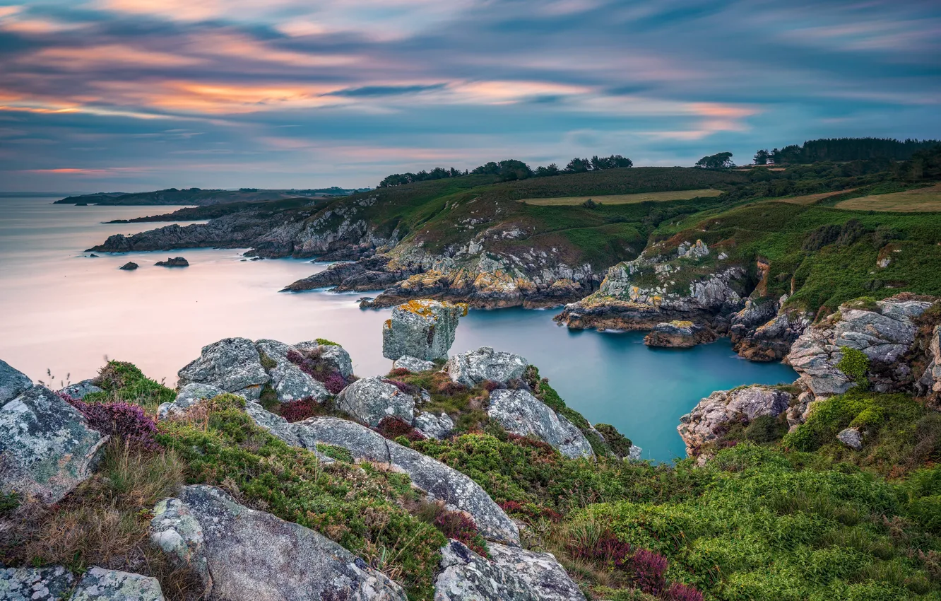 Фото обои France, Sunrise, Bretagne, Seascape, Beuzec-Cap-Sizun