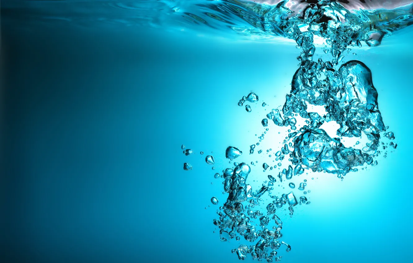 Фото обои bubbles, blue, water