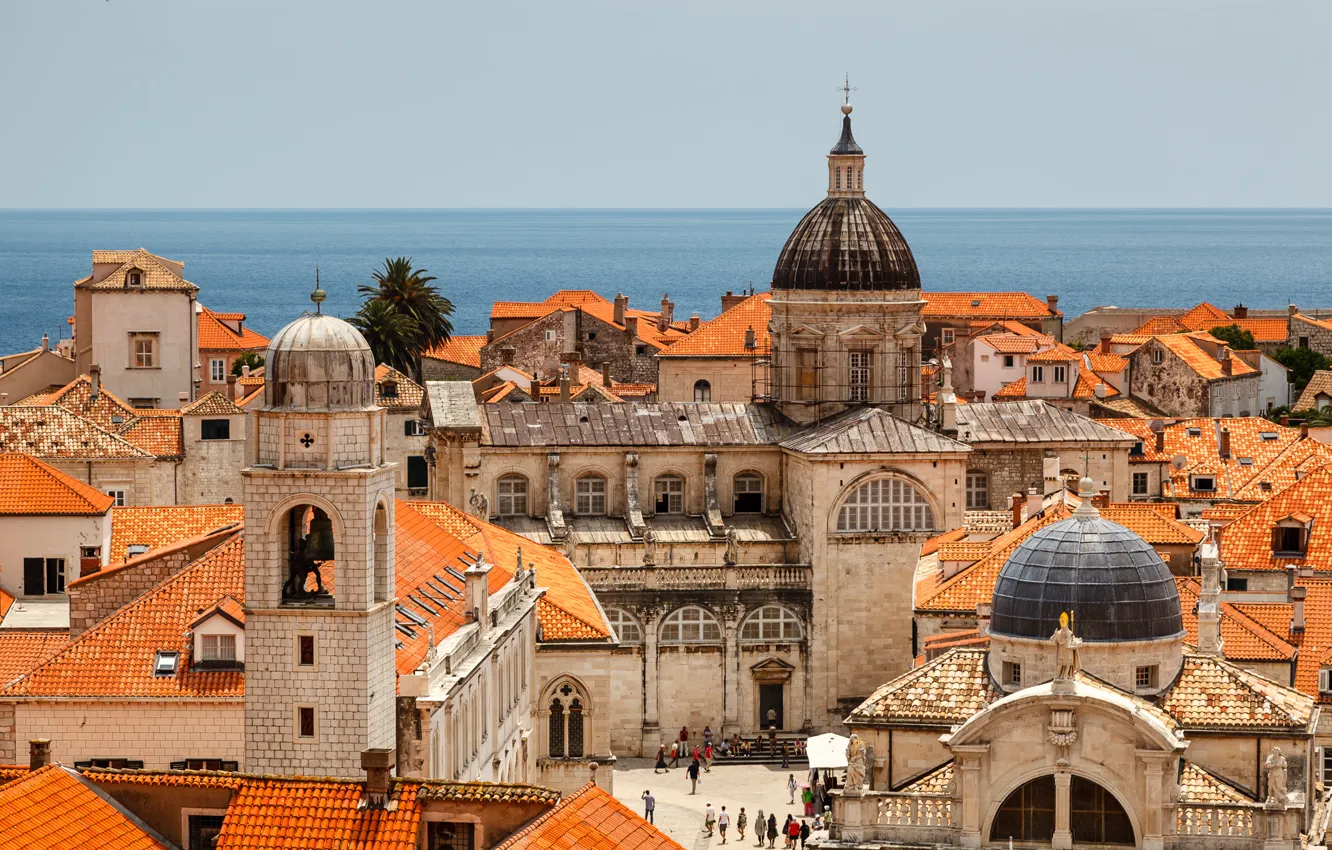 Фото обои здания, панорама, Хорватия, Croatia, храмы, Дубровник, Dubrovnik, Адриатическое море