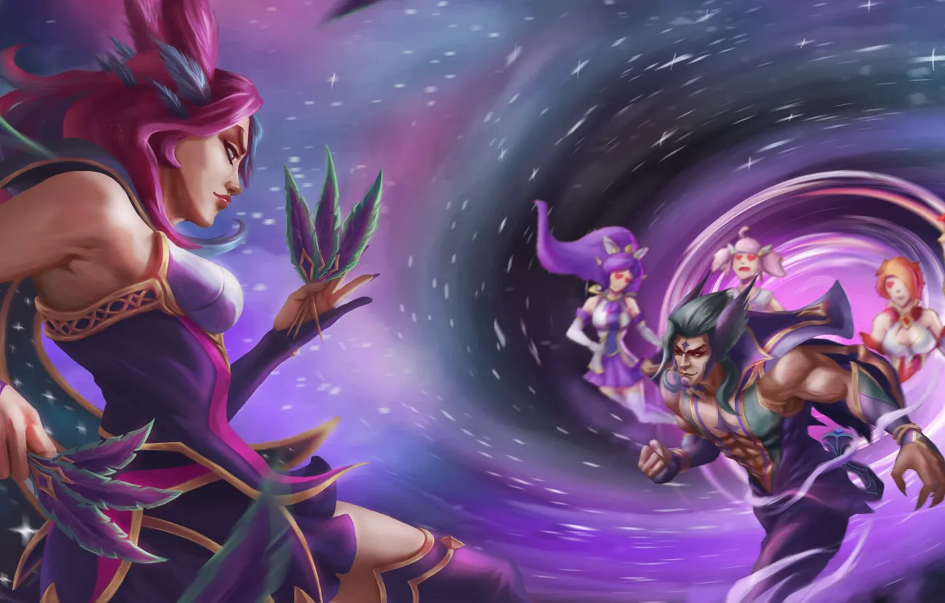Фото обои девушки, игра, портал, мужчина, двое, League of Legends, Лига Легенд