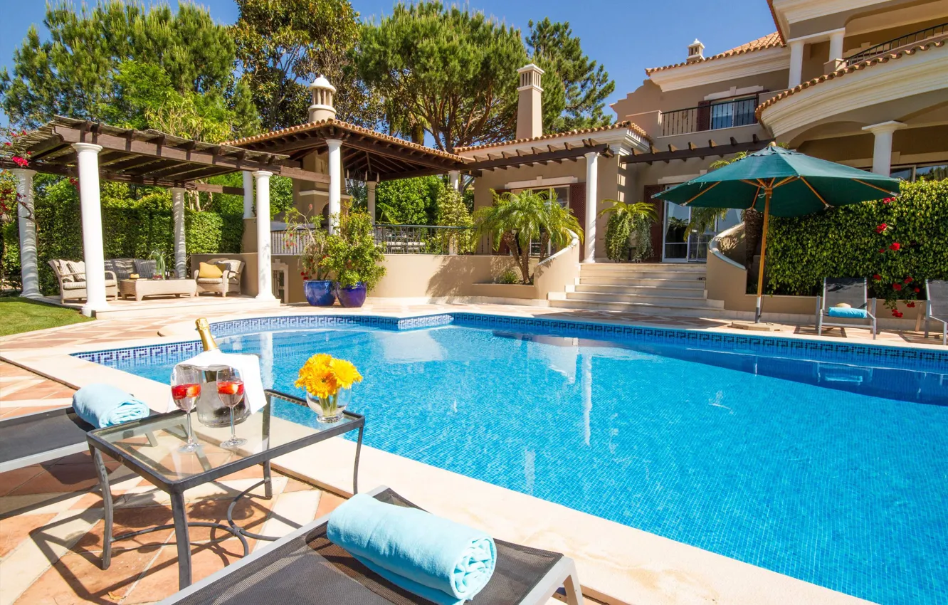 Фото обои вилла, бассейн, Португалия, архитектура, терраса, Algarve, Quinta do Lago, Villa San Lorenzo