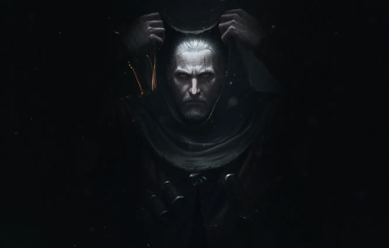 Фото обои Воин, Fantasy, Art, The Witcher, Фантастика, Геральт, Illustration, Witcher