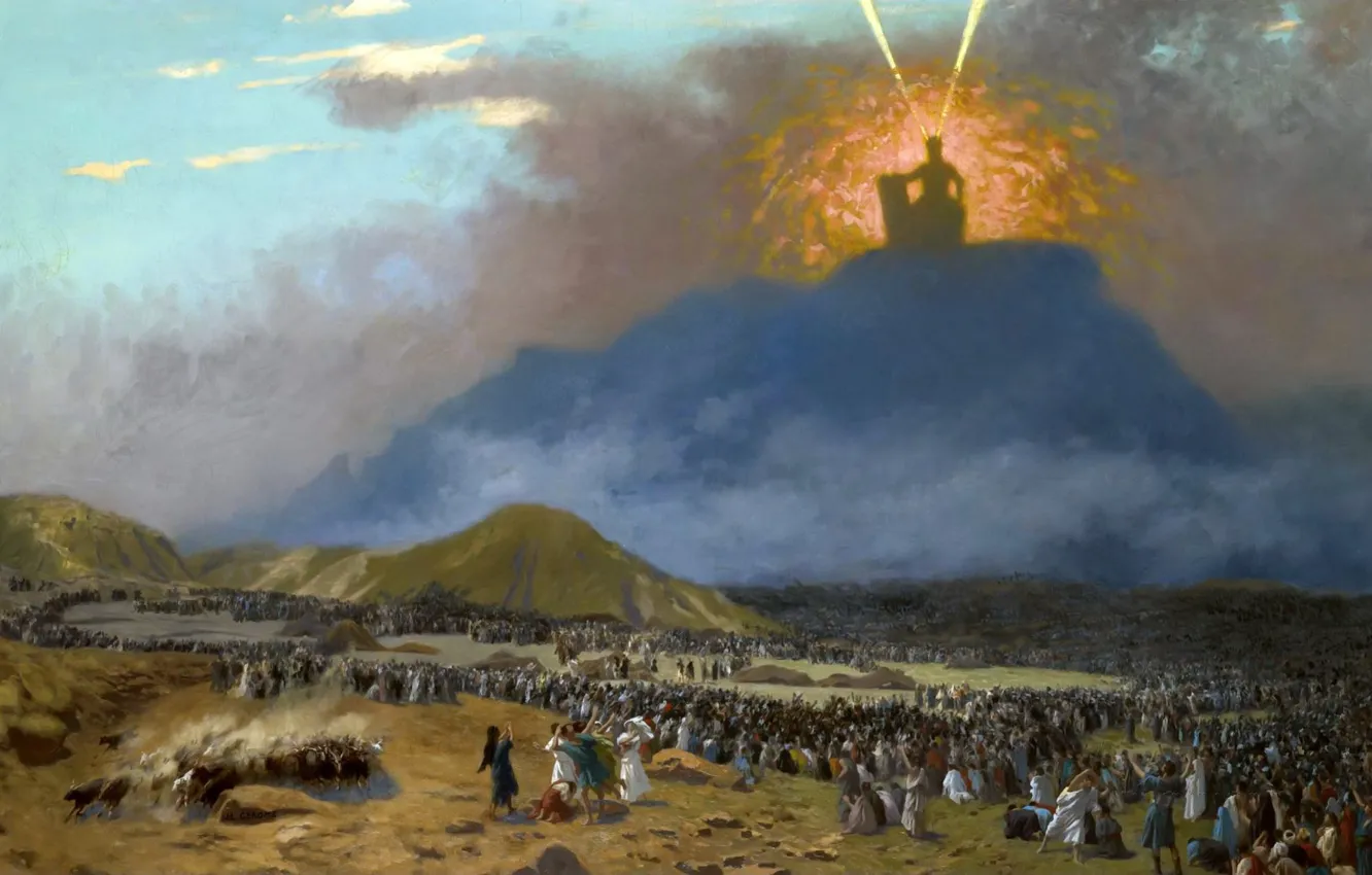 Фото обои картина, религия, мифология, Жан-Леон Жером, Моисей на Горе Синай