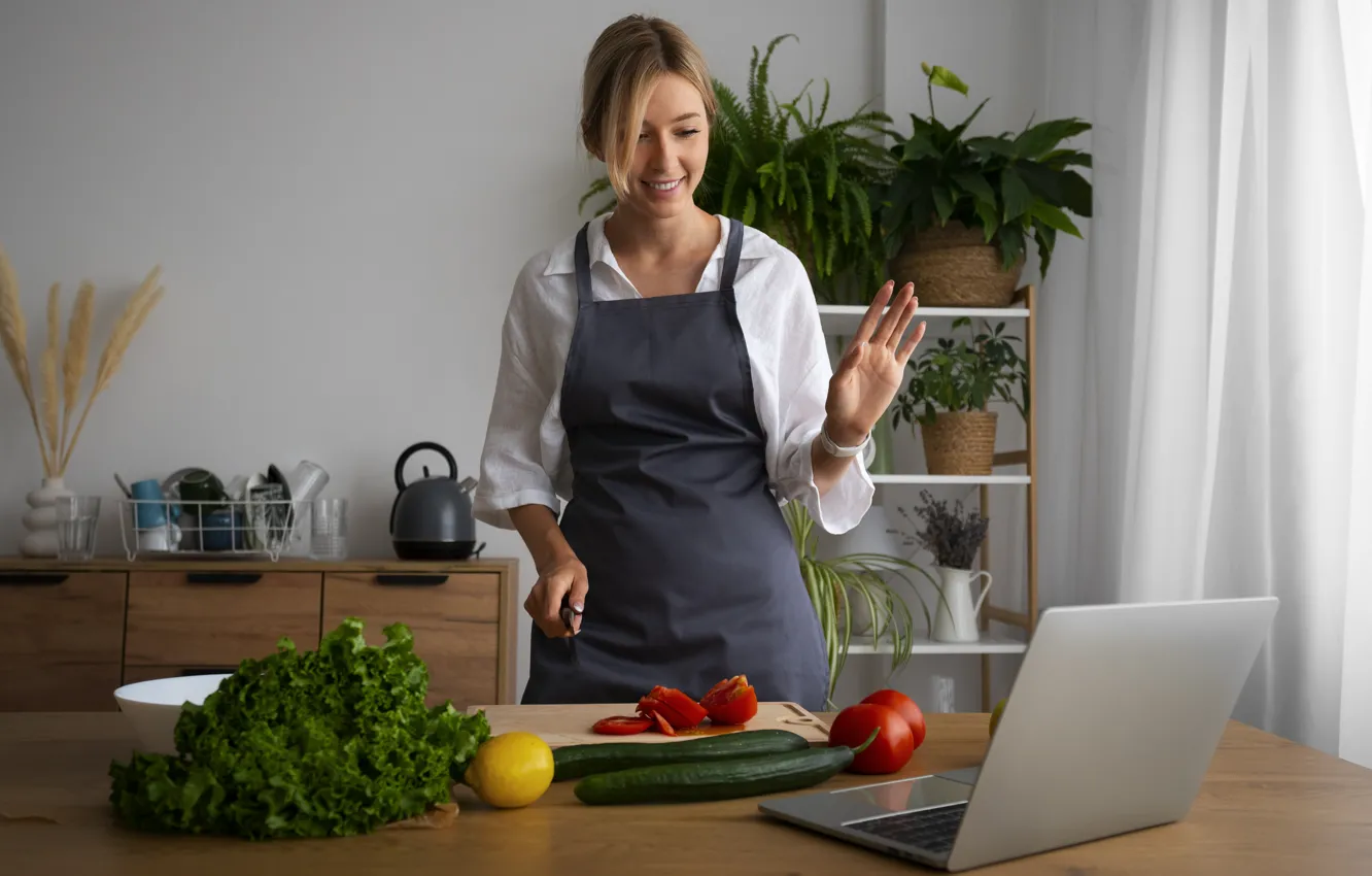 Фото обои female, having, cooking, chef