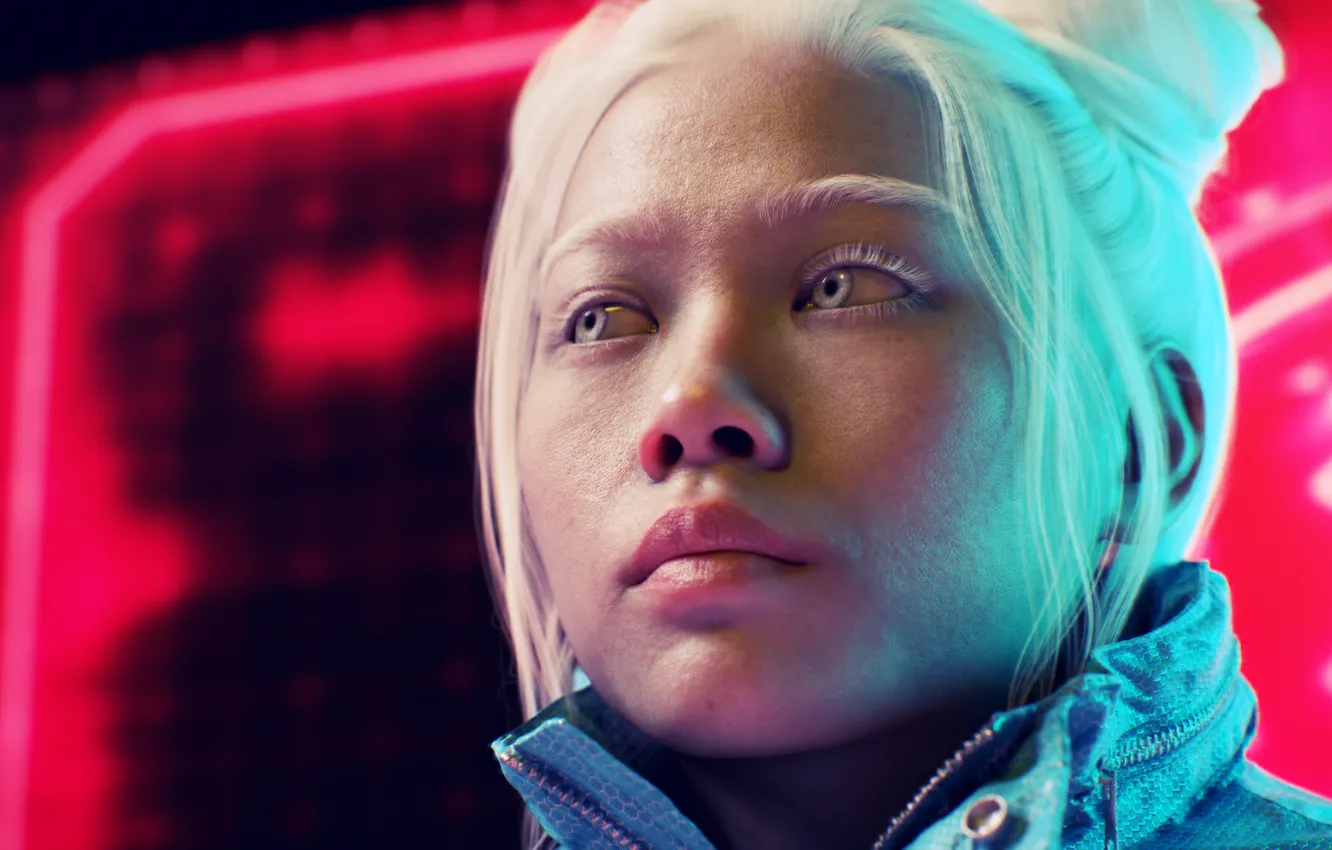 Фото обои Girl, Asian, Blonde, Cyberpunk