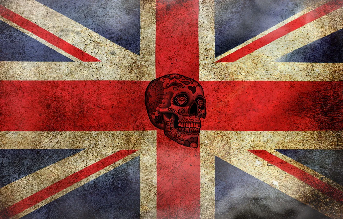 Фото обои skull, flag, United Kingdom