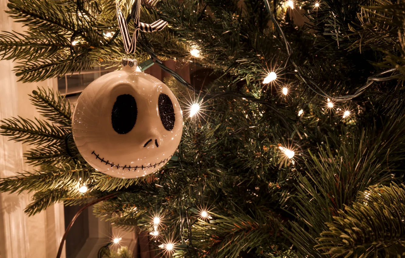 Фото обои праздник, игрушка, елка, новый год, гирлянда