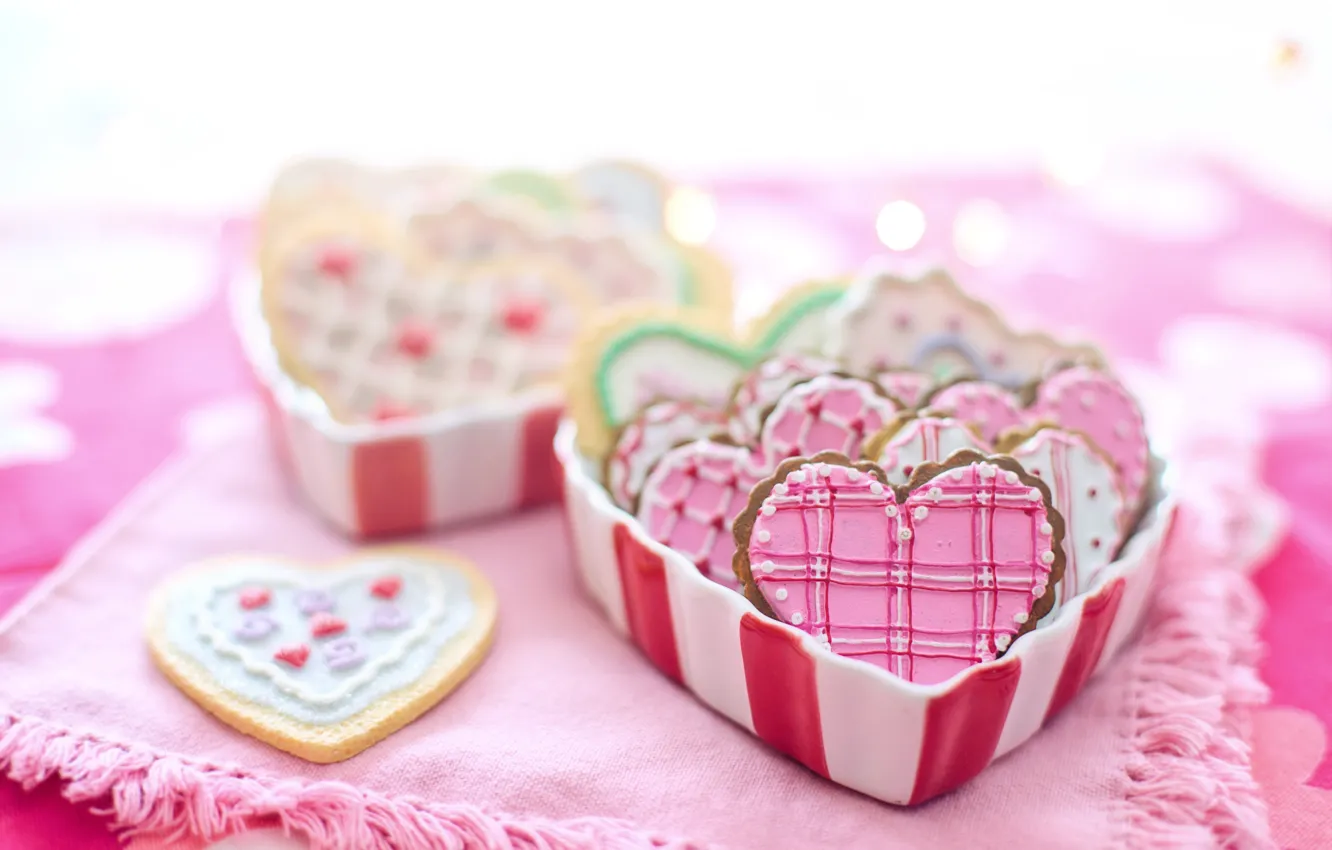 Фото обои коробка, сердца, печенье, день святого валентина