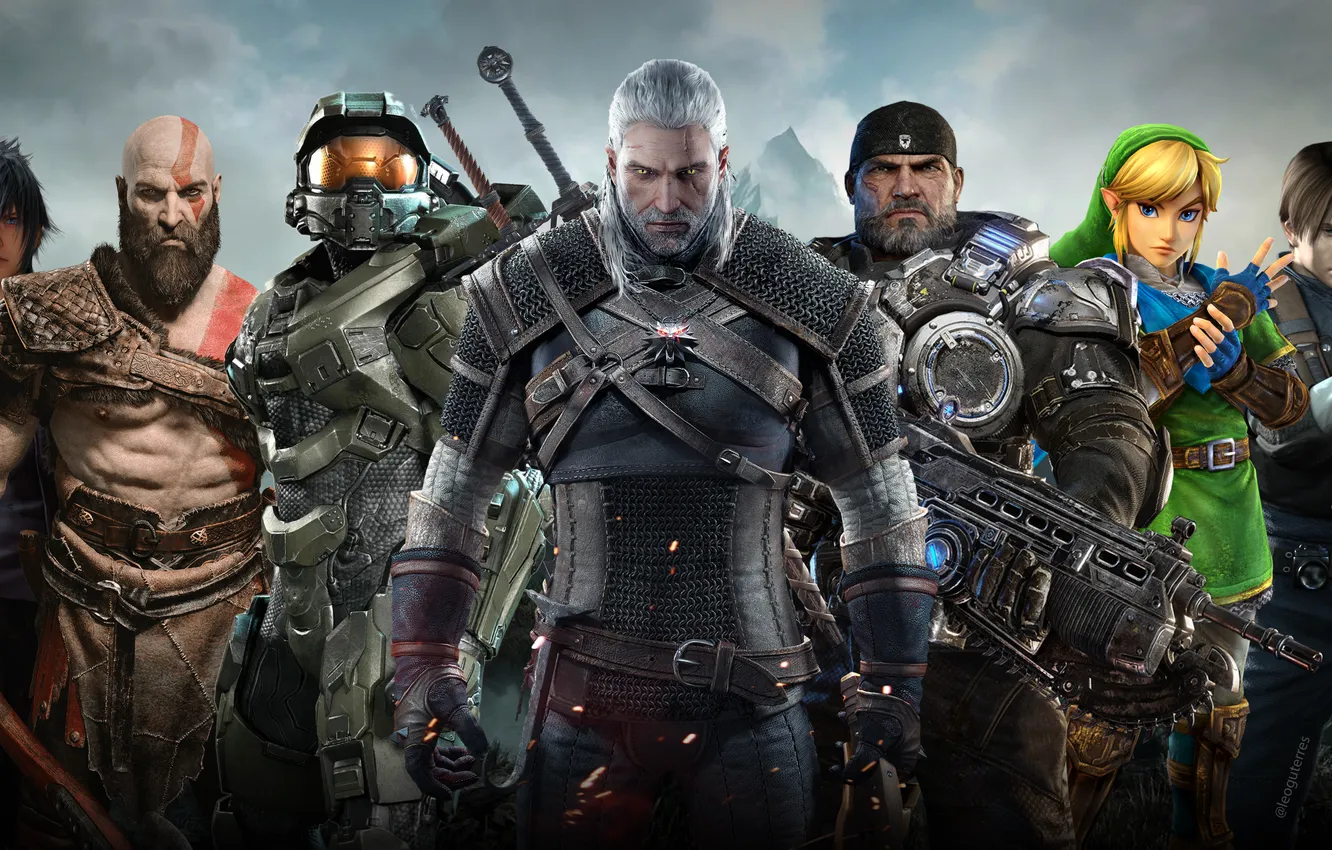 Фото обои Halo, The Witcher, Gears of War, Kratos, God of War, Resident Evil, Xbox, The Legend …