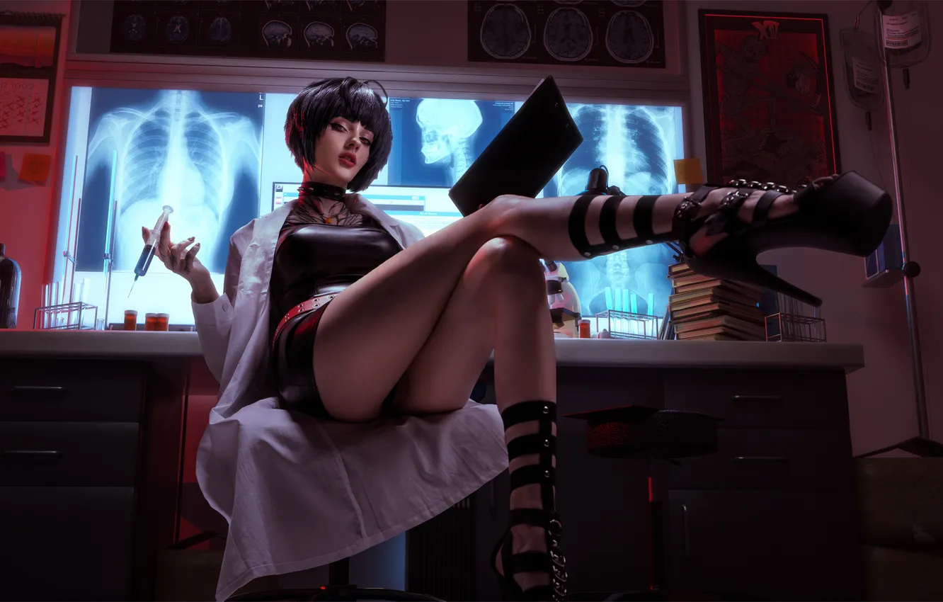 Фото обои model, women, cosplay, upskirt, video games, x-rays, Alin Ma, Persona series
