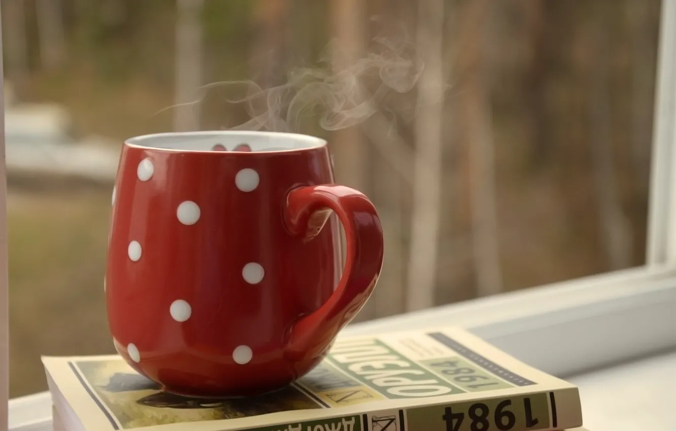 Фото обои осень, уют, настроение, книги, горячий чай, горячий кофе