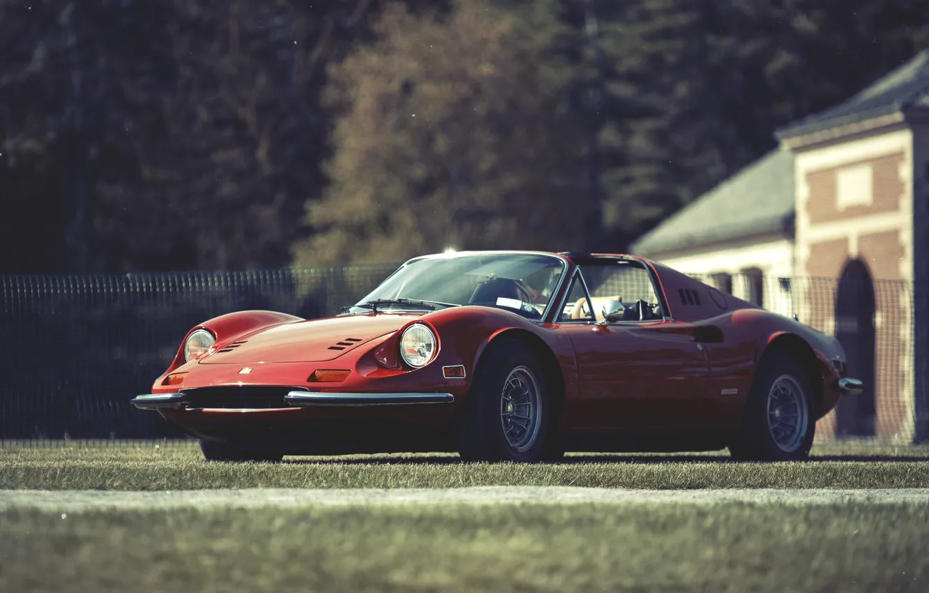 Фото обои красный, Ferrari, феррари, дино, Dino, 246, GT red